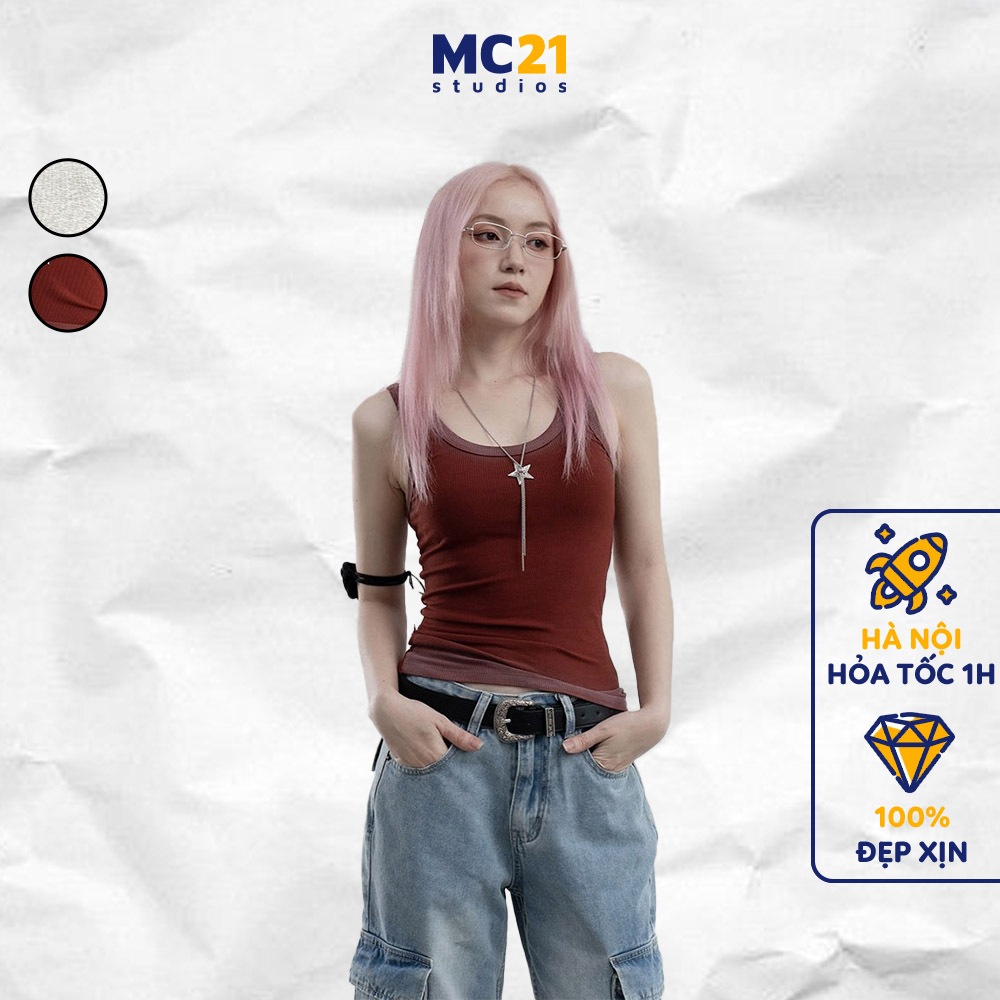 Ảnh Áo 3 lỗ croptop MC21.STUDIOS form ôm Ulzzang Streetwear Hàn Quốc tee nữ phông cổ tròn pull A4122 1