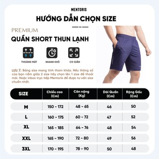 Quần đùi thể thao nam cạp chun cao cấp Mentoris, thiết kế lỗ kim giúp thoát khí, thoải mái vận động, MSR05