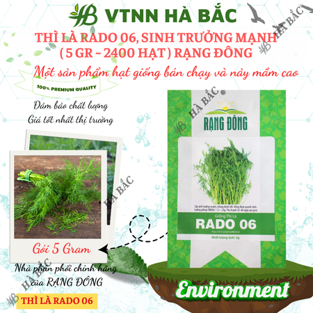 Hạt Giống Thì Là RADO 06 (Gói 5g~2400 Hạt) Rạng Đông, Sinh Trưởng Mạnh, Thu Hoạch Nhiều Lần, Trồng Quanh Năm