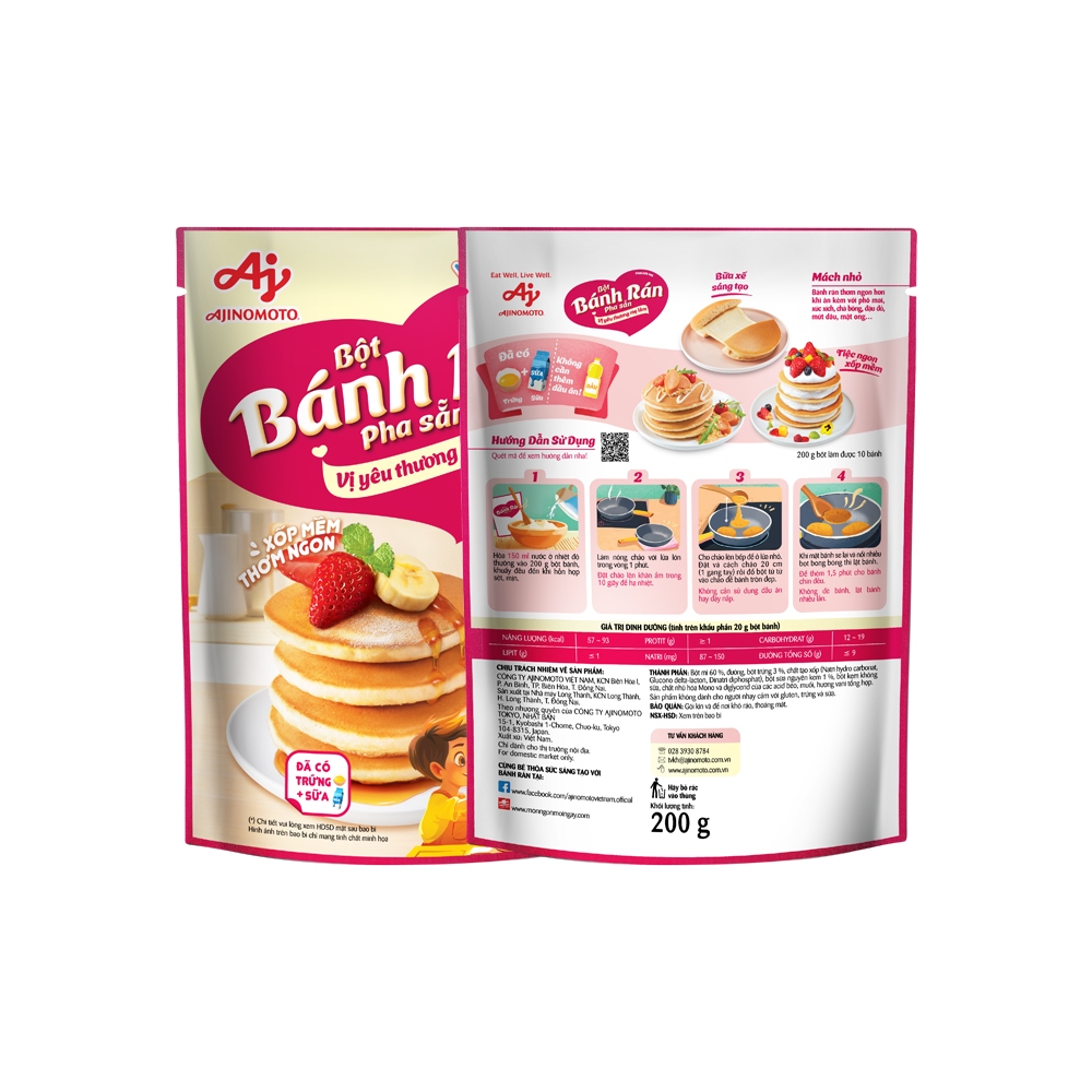 Ảnh Combo 4 Gói Bột Bánh Rán Pha Sẵn Vị Truyền Thống Ajinomoto 200g/Gói 1
