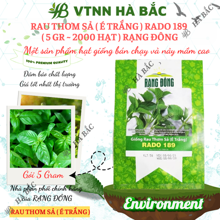 Hạt Giống Rau Thơm Sả (É Trắng) RADO 189 (Gói 5g~2000 Hạt) Rạng Đông, Sinh Trưởng Khỏe, Trồng Quanh Năm