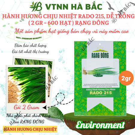 Hạt Giống Hành Hương Chịu Nhiệt RADO 215 (Gói 2g~600 Hạt) Rạng Đông Sinh Trưởng Mạnh, Trồng Quanh Năm