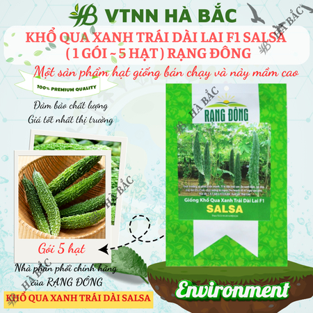 Hạt Giống Khổ Qua Xanh Trái Dài Salsa RADO (Gói 5 Hạt) Rạng Đông, Trồng Quanh Năm, Trái Sai, Năng Suất Ổn Định