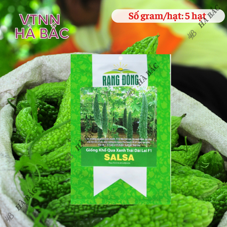Hạt Giống Khổ Qua Xanh Trái Dài Salsa RADO (Gói 5 Hạt) Rạng Đông, Trồng Quanh Năm, Trái Sai, Năng Suất Ổn Định
