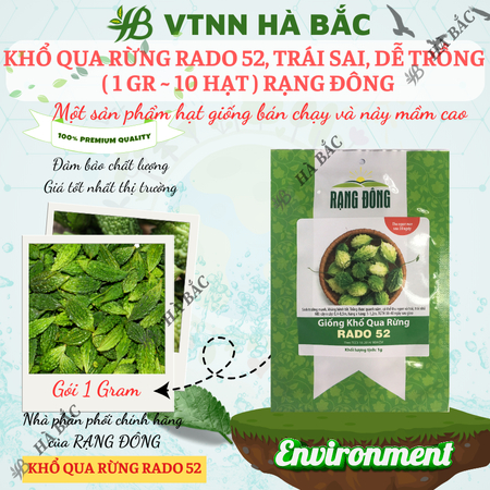 Hạt Giống Khổ Qua Rừng RADO 52 (Gói 1g~10 Hạt) Rạng Đông, Trái Sai, Kháng Bệnh Tốt, Trồng Quanh Năm