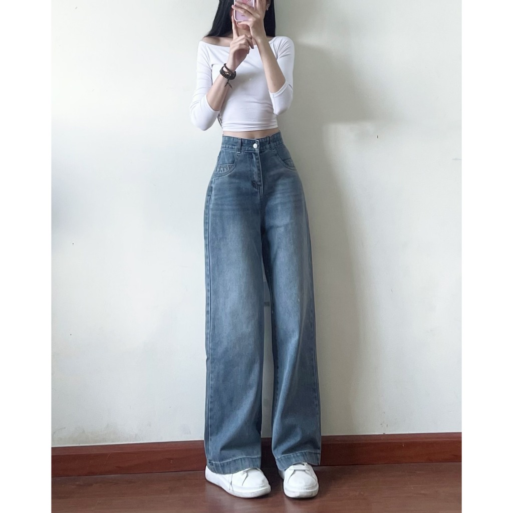 Quần Jeans Nữ Ống Suông Form Rộng Vừa Basic Trơn Joolate – Quần Dài Dáng Đứng Đi Học Đi Làm Mùa Hè