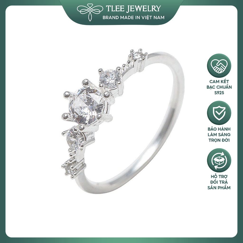 Nhẫn bạc nữ TLEE Snow Princess nạm đá lấp lánh TLEE JEWELRY A0156 A0163
