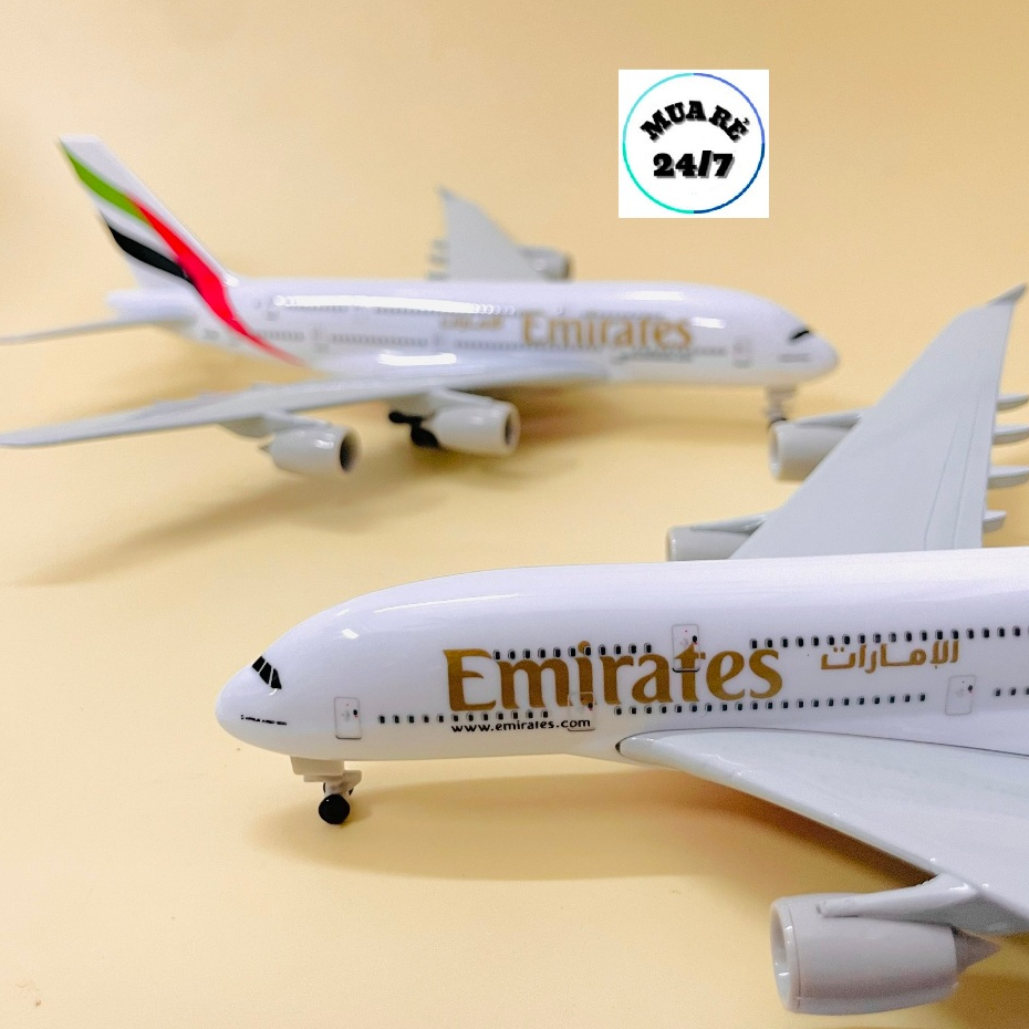 MÔ HÌNH MÁY BAY "EMIRATES AIRLINES" A380-800 20CM TỈ LỆ 1:400 HỢP KIM CAO CẤP NGUYÊN KHỐI BÓNG ĐẸP