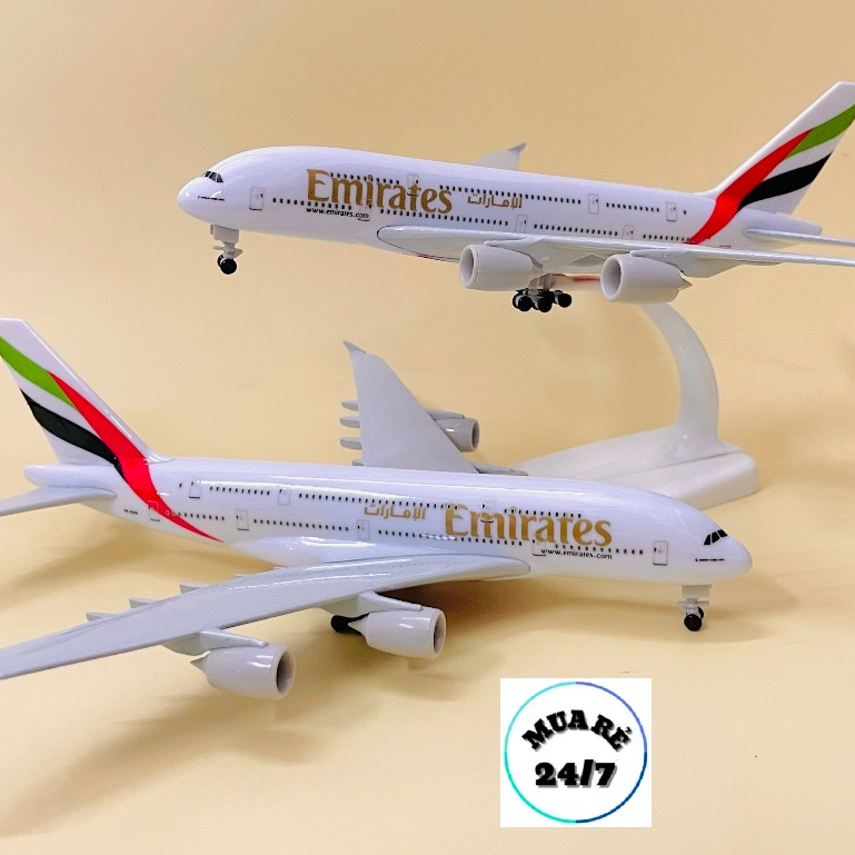 MÔ HÌNH MÁY BAY "EMIRATES AIRLINES" A380-800 20CM TỈ LỆ 1:400 HỢP KIM CAO CẤP NGUYÊN KHỐI BÓNG ĐẸP