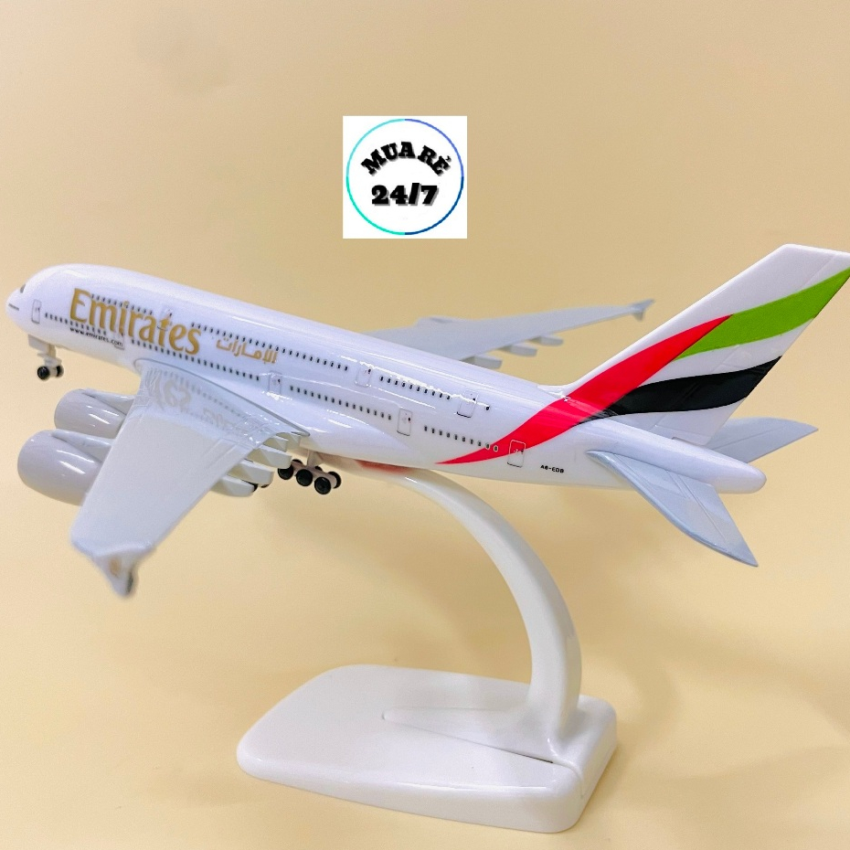 MÔ HÌNH MÁY BAY "EMIRATES AIRLINES" A380-800 20CM TỈ LỆ 1:400 HỢP KIM CAO CẤP NGUYÊN KHỐI BÓNG ĐẸP
