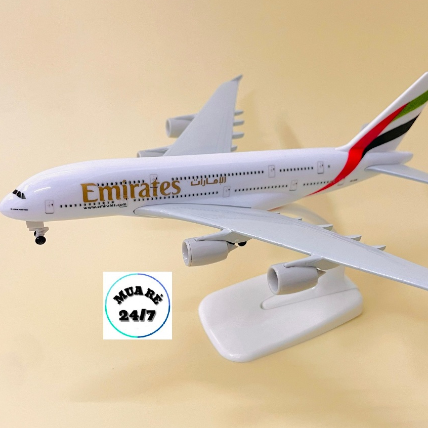 MÔ HÌNH MÁY BAY "EMIRATES AIRLINES" A380-800 20CM TỈ LỆ 1:400 HỢP KIM CAO CẤP NGUYÊN KHỐI BÓNG ĐẸP