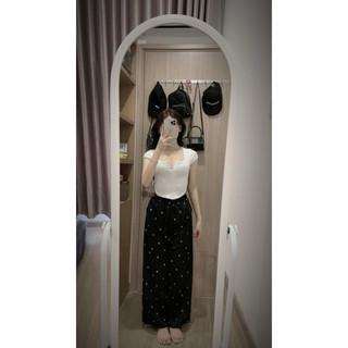 [ Rẻ vô địch ] Sst bộ áo croptop xẻ trước mix quần xuông chan neo - Set bộ xẻ trước