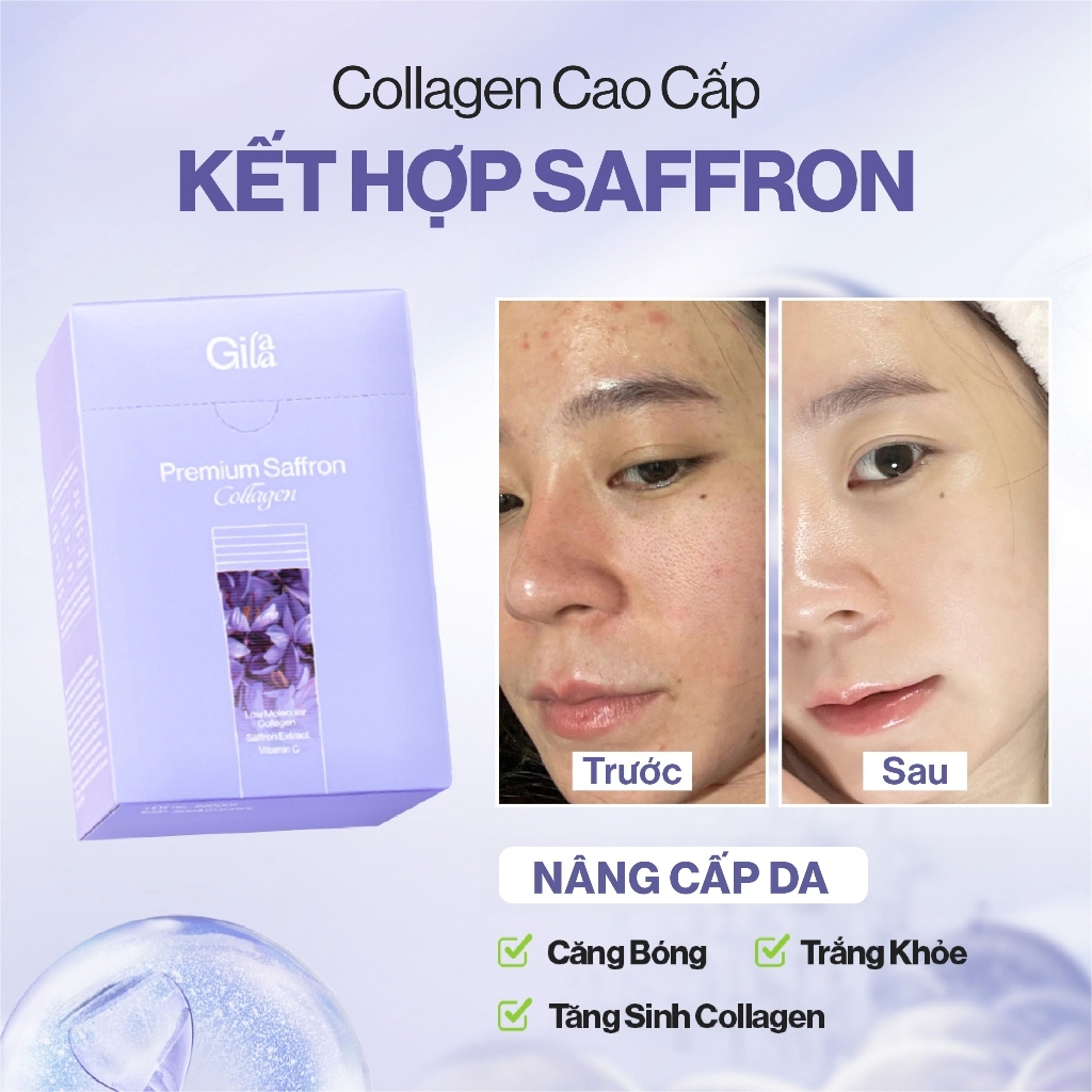 Ảnh Bột Uống Collagen Cao Cấp Kết Hợp Saffron Gilaa (60 gói x 2g) 1