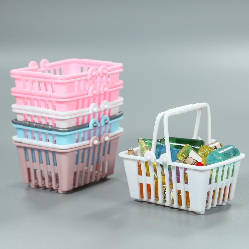 [Mô hình thu nhỏ]Giỏ đi siêu thị mini đồ chơi  trang trí bàn làm việc nhà cửa