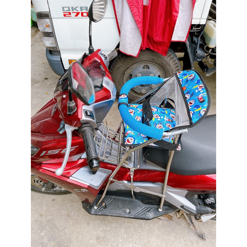 Ghế ngồi xe máy tay ga Airblade 2014 Đến Nay Inoc cao cấp , có vòng có dây đai an toàn cho bé