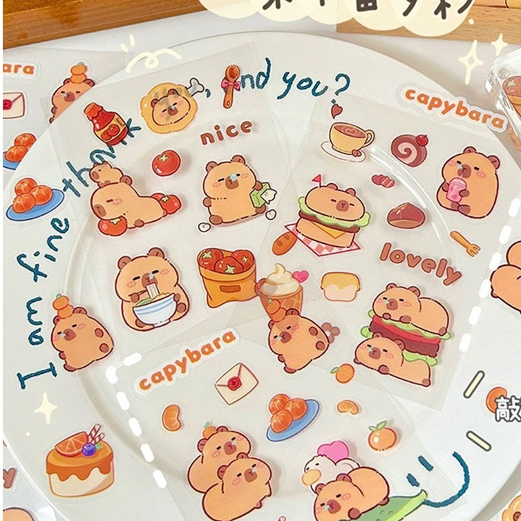 Set 5 tấm sticker DIY Capybara bỏ túi trang trí, miếng dán chống thấm ...