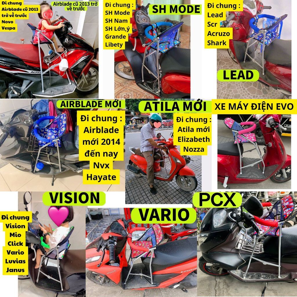 [ KÈM DÂY ] Ghế ga xếp sắt sơn tĩnh điện xám an toàn cho bé khi đi xe máy ( BAO GỒM 1 GHẾ + 1 DÂY ĐAI 100x4cm )