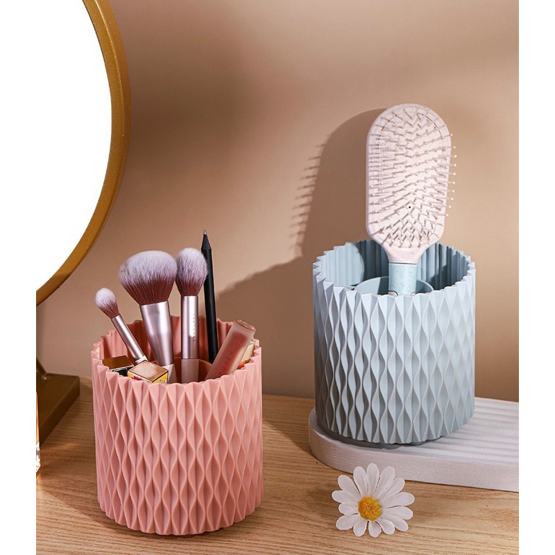 Hộp Đựng Cọ Trang Điểm Thiết Kế 5 Ngăn (SÓNG 3D) , Hộp Để Bàn Đa Năng Cao Cấp