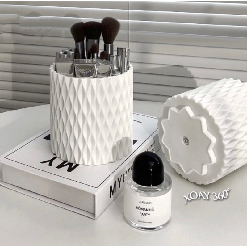 Hộp Đựng Cọ Trang Điểm Thiết Kế 5 Ngăn (SÓNG 3D) , Hộp Để Bàn Đa Năng Cao Cấp