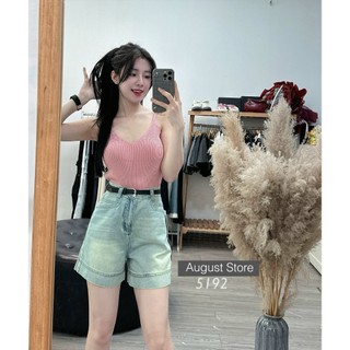 Quần Sooc Jean Ngố QCCC Lưng Cạp Cao Trơn Basic Kèm Belt Cao Cấp