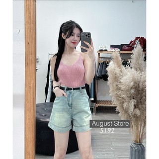 Quần Sooc Jean Ngố QCCC Lưng Cạp Cao Trơn Basic Kèm Belt Cao Cấp