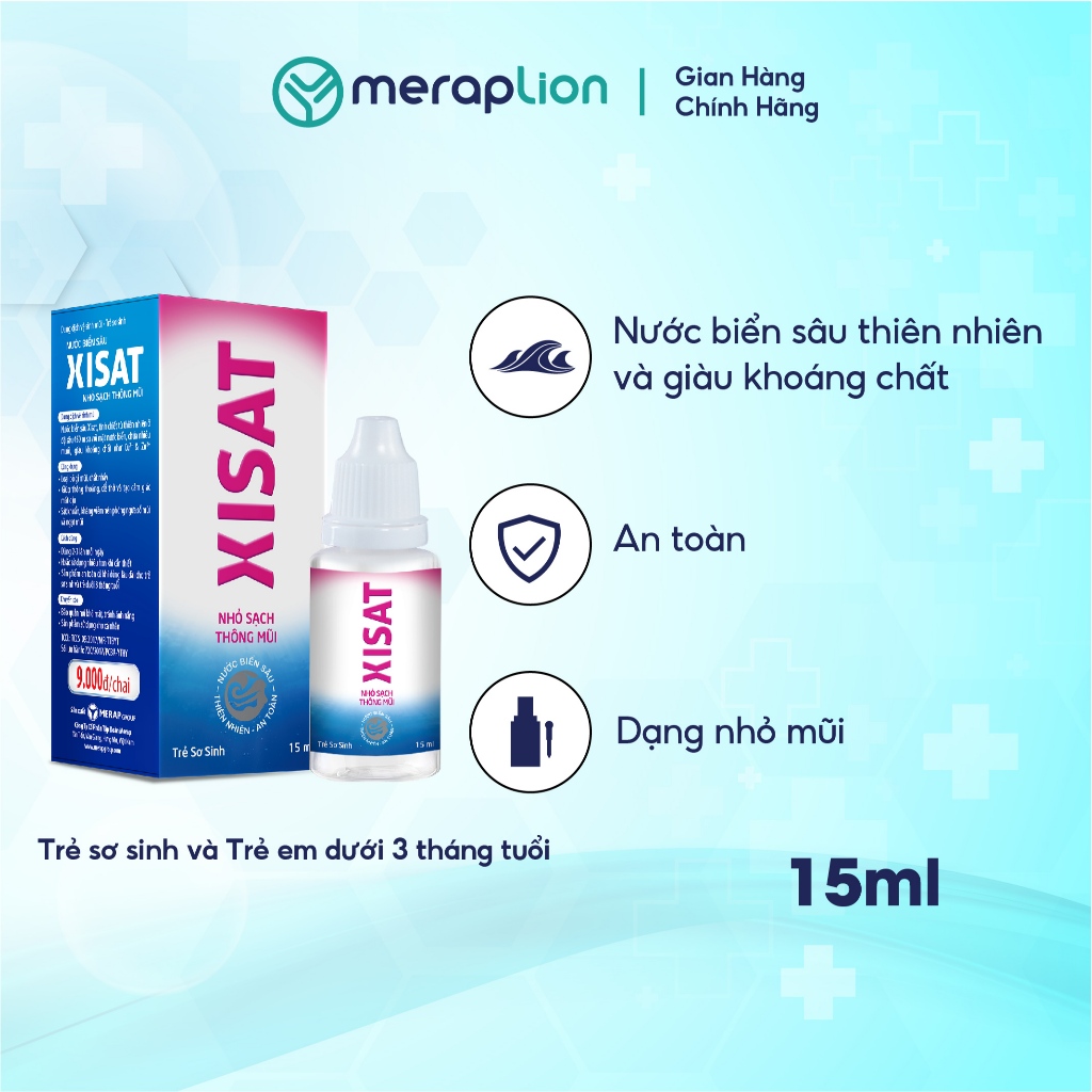Nhỏ mũi nước biển sâu XISAT BABY 15ml vệ sinh mũi hàng ngày cho bé, tinh dầu khuynh diệp dễ chịu - T302203002