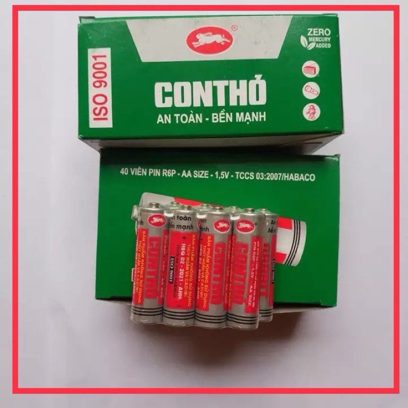 LE 4 QUẢ( 2 ĐÔI) PIN TIỂU AA CON THỎ R6P 1,5V - VPP QUÔC HUY