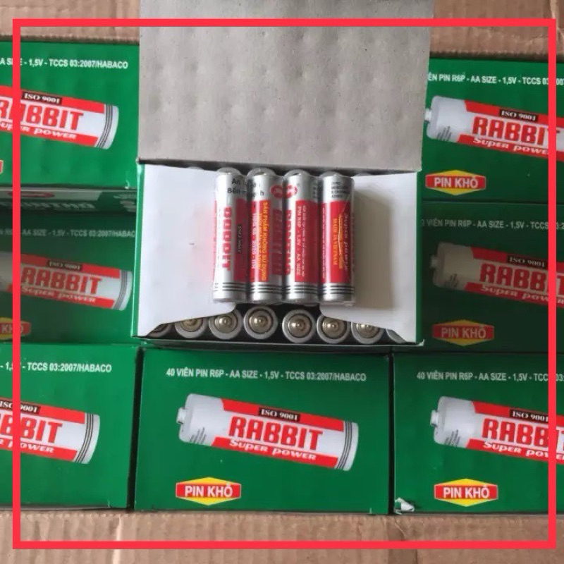 LE 4 QUẢ( 2 ĐÔI) PIN TIỂU AA CON THỎ R6P 1,5V - VPP QUÔC HUY