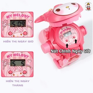 ĐỒNG HỒ ĐEO TAY ĐIỆN TỬ KUROMI / ELSA / HELLO KITTY HIỂN THỊ NGÀY GIỜ KÈM ĐÈN CHIẾU 3D NGỘ NGHĨNH NHIỀU MÀU SẮC