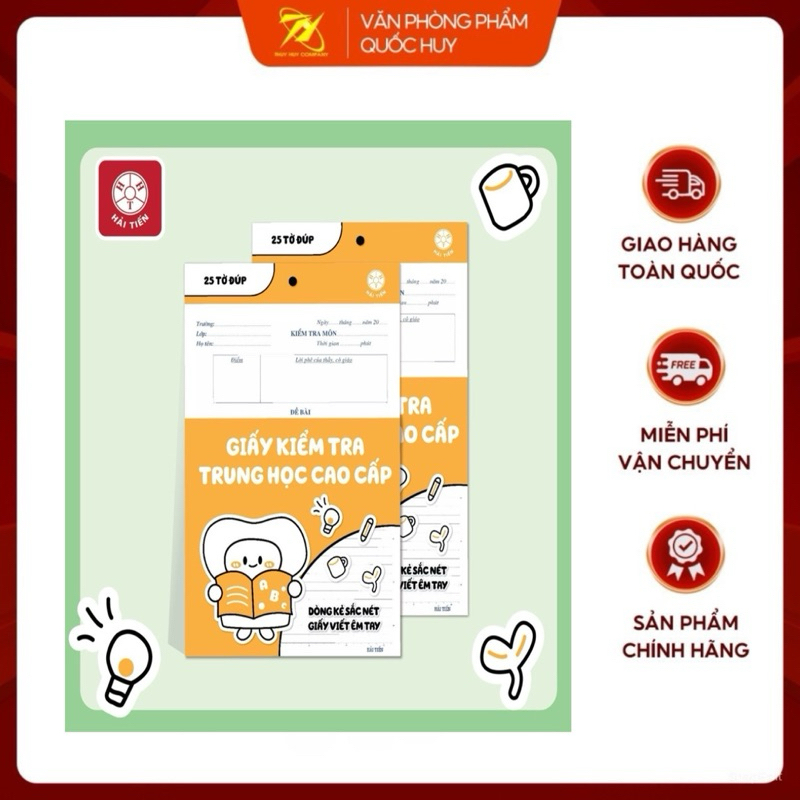 GIẤY KIỂM TRA KẺ NGANG, TÚI 25 TỜ ĐÔI MÃ2029 HT - VPP QUỐC HUY