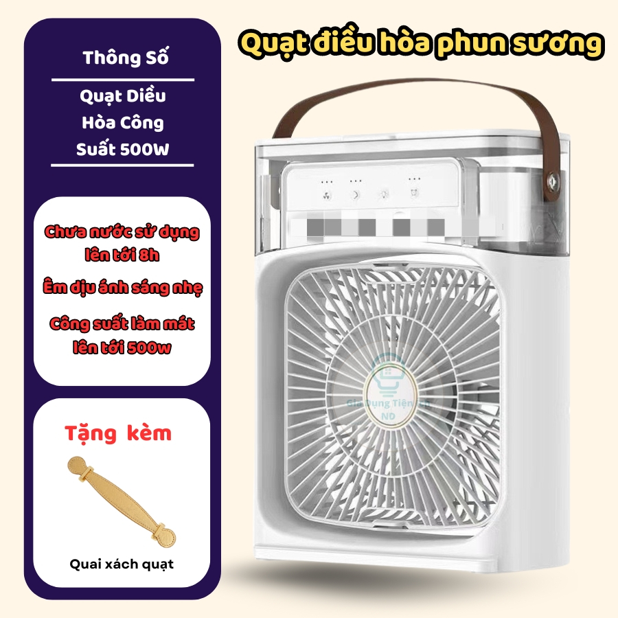 Quạt Điều Hòa Hơi Nước Mini 600ml , Quạt Phun Sương Tạo Ẩm Làm Mát Để Bàn Văn Phòng Tích Hợp Đèn Led