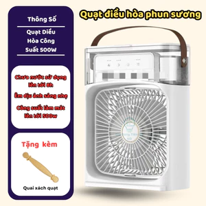 Quạt Điều Hòa Hơi Nước Mini 600ml , Quạt Phun Sương Tạo Ẩm Làm Mát Để Bàn Văn Phòng Tích Hợp Đèn Led