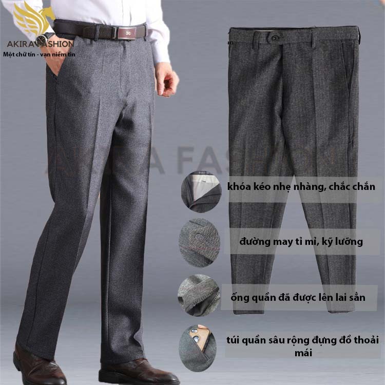 Quần tây nam công sở trung niên ống suông sang trọng thanh lịch cho quý ông