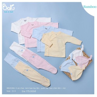 Bộ Cài Chéo Baru Kèm Mũ Cho Bé Từ 0-3m