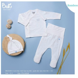 Bộ Cài Chéo Baru Kèm Mũ Cho Bé Từ 0-3m