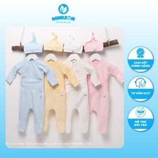 Bộ Cài Chéo Baru Kèm Mũ Cho Bé Từ 0-3m