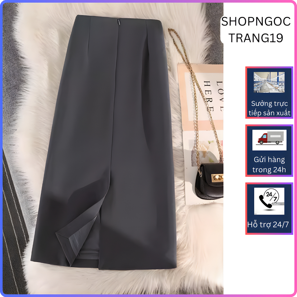 Chân Váy Chữ A Dáng Suông 70cm Eo Cao-Thời Trang Thu Đông 2024-SHOPNGOCTRANG19-CV372LOP
