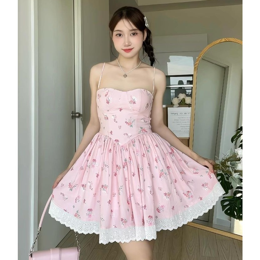 Alice Dress đầm linen hoa hồng nhí phối chân ren Hanami | Shopee Việt Nam
