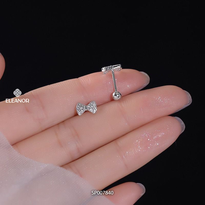 Bông tai nữ chuôi bạc 925 Eleanor Accessories hình nơ đính đá phụ kiện trang sức khuyên tai 7840