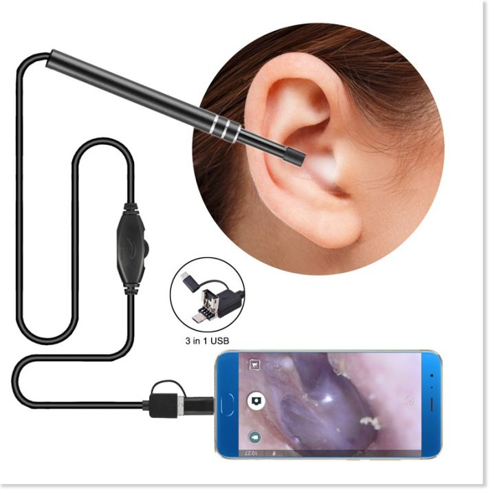 Dụng cụ lấy ráy tai có gắn camera nội soi đa năng, Cây Lấy Ráy Tai Có ...