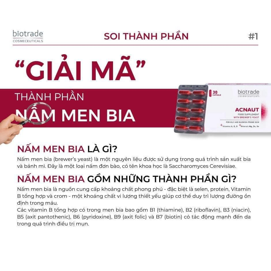 COMBO 3 Hộp Viên uống đẹp da, hỗ trợ giảm mụn BIOTRADE ACNAUT FOOD SUPPLEMENT - Skin Studio