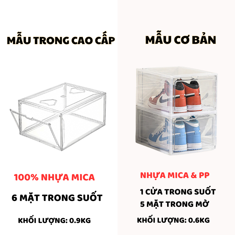 Hộp Đựng Giày Cao Cấp ENODA HOME, Hộp Đựng Giày Trong Suốt, Chịu Lực Tốt Xếp Chồng Nhiều Tầng HG021