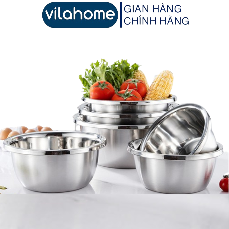 (6 Cỡ) Thau Inox Sâu Lòng Vilahome, Chậu Rửa Đựng Đa Năng Đa Dạng Kích ...