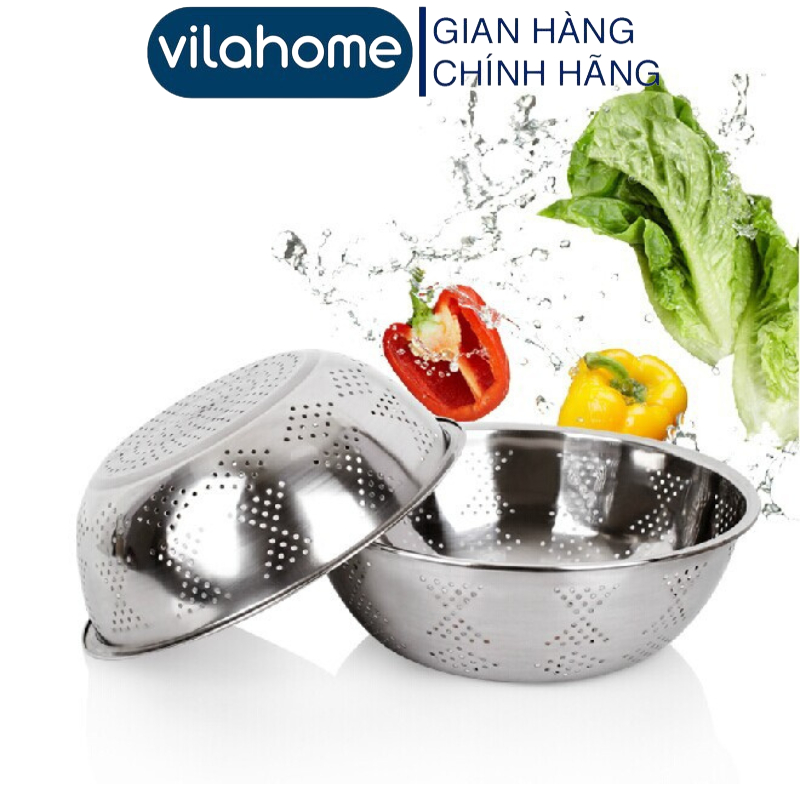 Chậu Thủng Inox Vilahome, Thau Rổ Mắt Lưới Chéo Kích Thước 35 cm Đựng ...