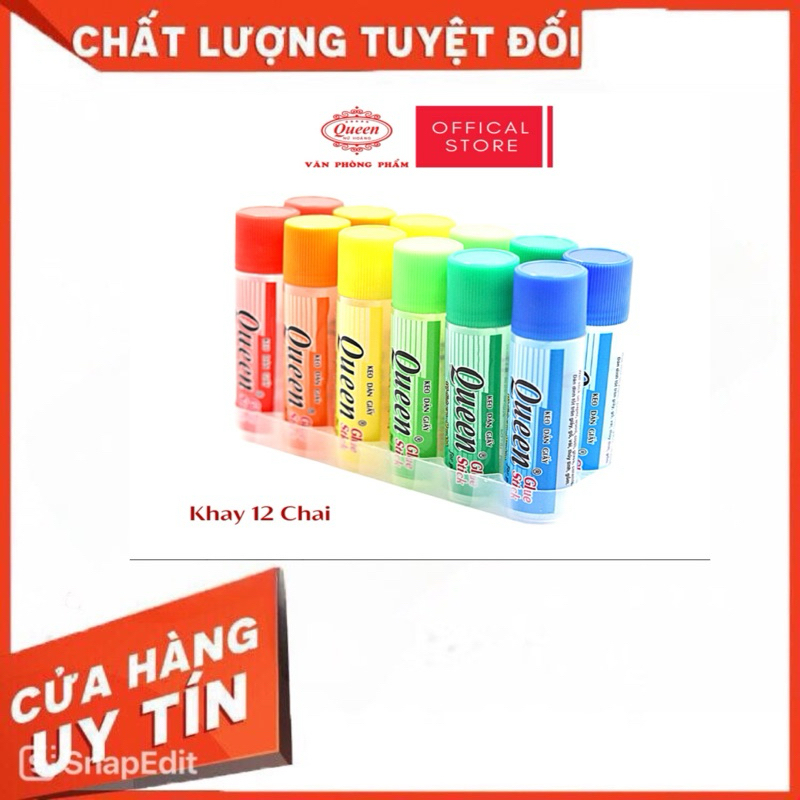 [BUÔN LỐC 12 LỌ] HỒ DÁN GIẤY , KEO DÁN GIẤY QUEEN 30 ML - VPP QUỐC HUY.