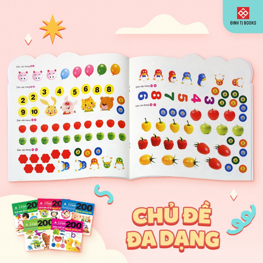 Ảnh Sách - 200 miếng bóc dán thông minh - Cho trẻ từ 2 - 6 tuổi - Đinh Tị Books 3