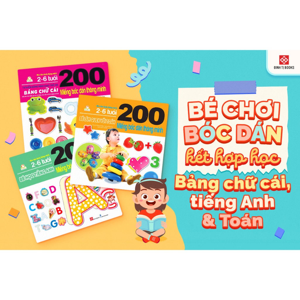Ảnh Sách - 200 miếng bóc dán thông minh - Cho trẻ từ 2 - 6 tuổi - Đinh Tị Books 1