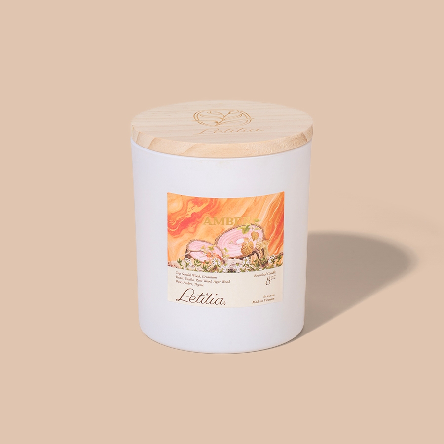 Nến Thơm Letitia Cao Cấp Thiên Nhiên Amber Hương Hổ Phách Giúp Thư Giãn, Ngủ Ngon, làm Quà Tặng