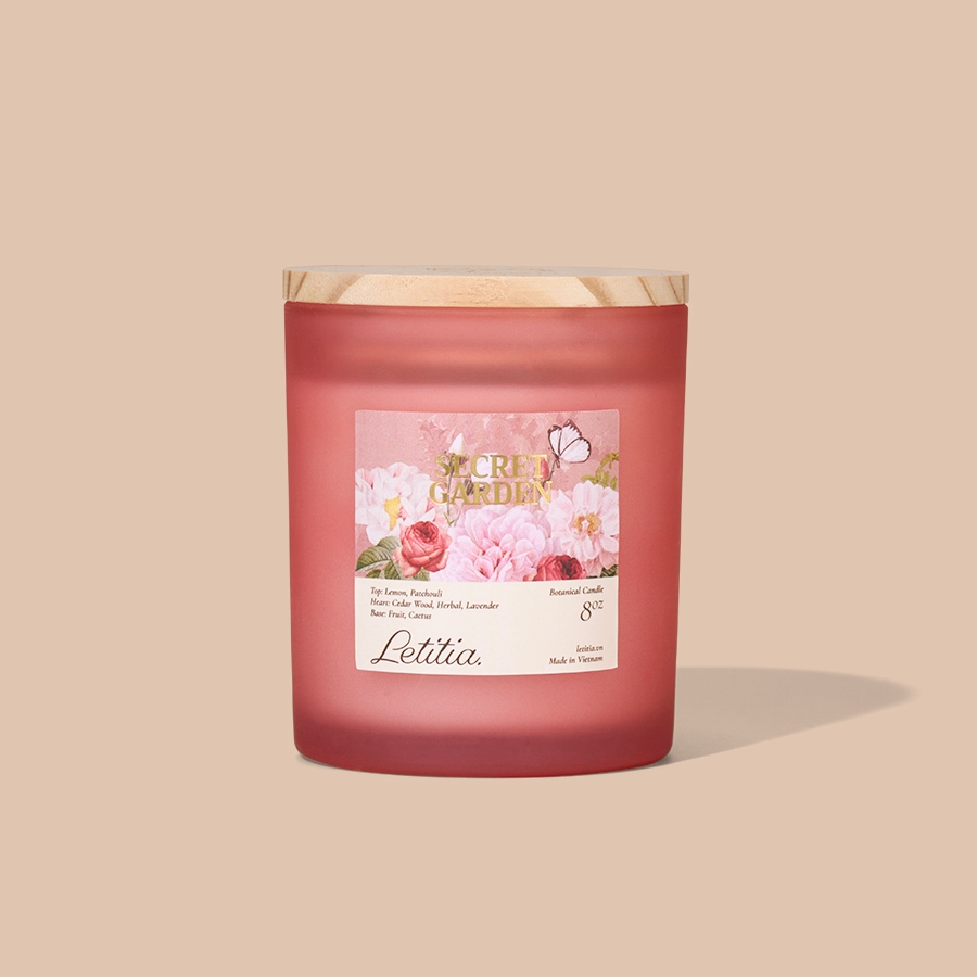 Nến thơm Letitia Cao Cấp Thiên Nhiên Secret Garden Hương Thơm Ngọt Trầm, Giúp Thư Giãn, Dễ Chịu