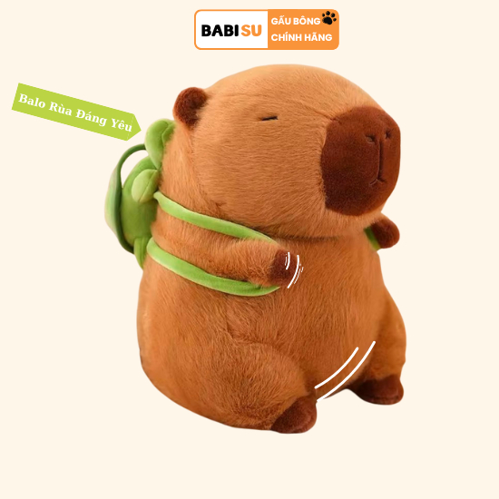 Capybara Đeo Balo Rùa Dễ Thương Gấu Bông Capybara Balo Rùa Phụ Kiện Có Thể Tháo Rời Gấu Capybara Vải Lông Cao Cấp